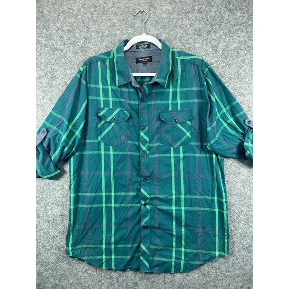 Eighty Eight Other - Eighty Eight Shirt Mens XXL Green Plaid Platinum Black Button Up Long Sleeve